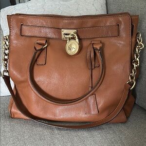 Michael Kors Brown and Gold Shoulder Bag with Chain Strap